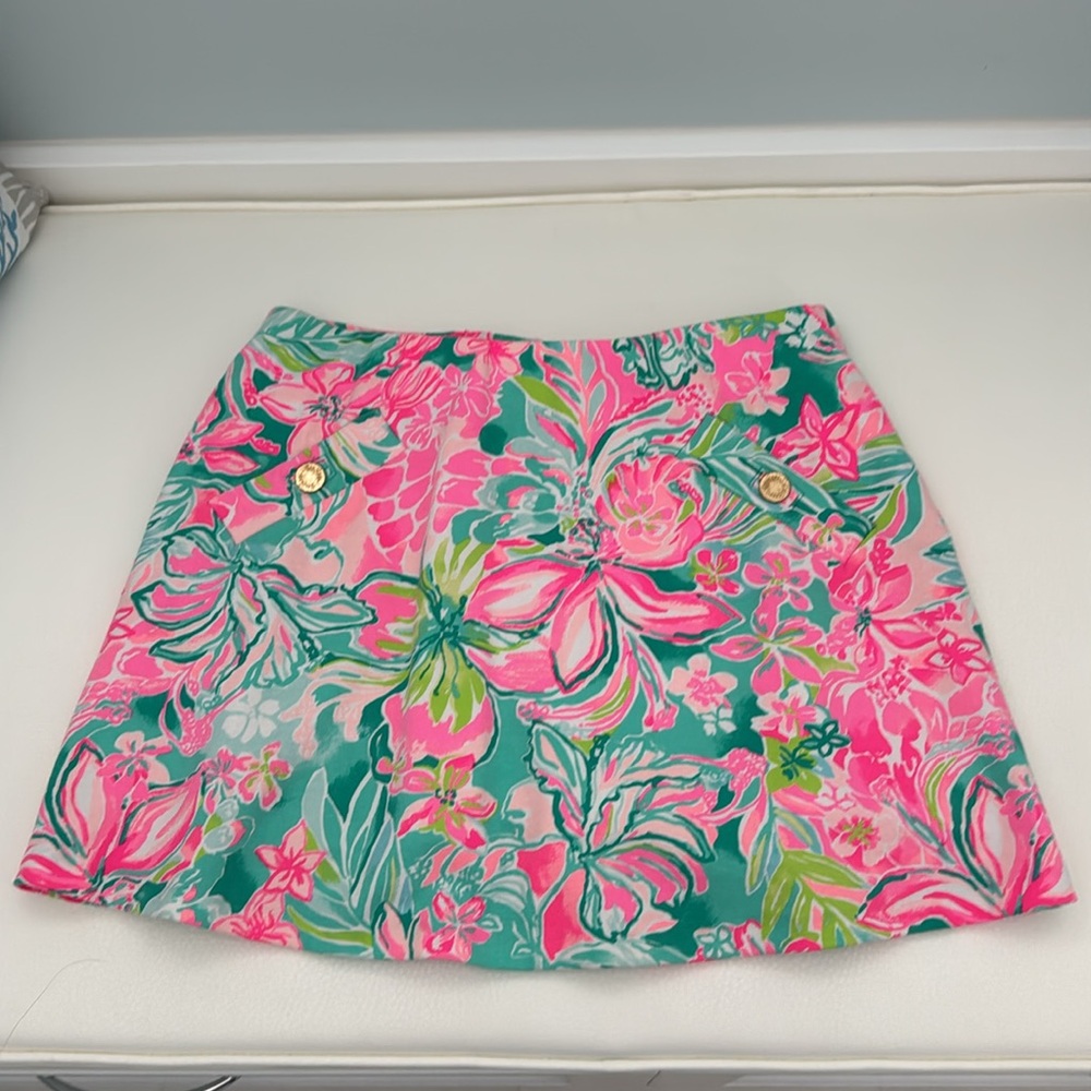 Lilly Pulitzer Pink and Green Floral Skort